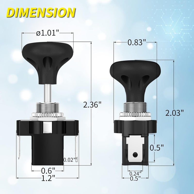 Joinfworld Golf Cart Headlight Switch Push Pull Type 12 Volt Universal Light Switch Button for Club Car, EZGO, Yamaha - 2Pcs - Image 2